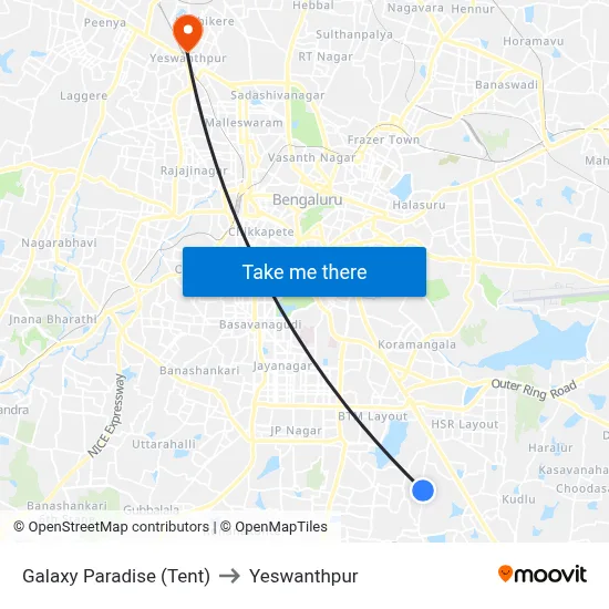 Galaxy Paradise (Tent) to Yeswanthpur map