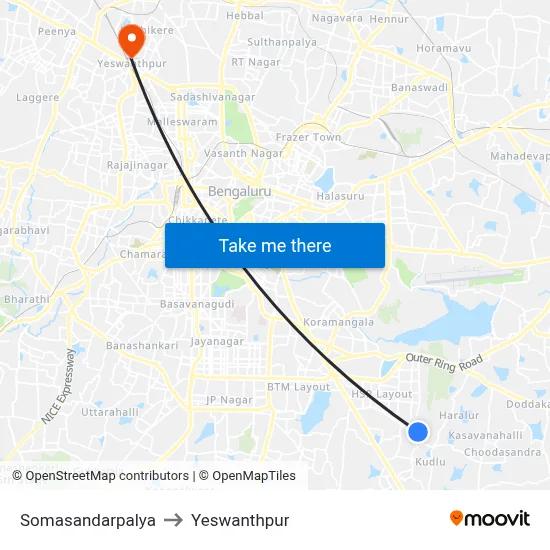 Somasandarpalya to Yeswanthpur map
