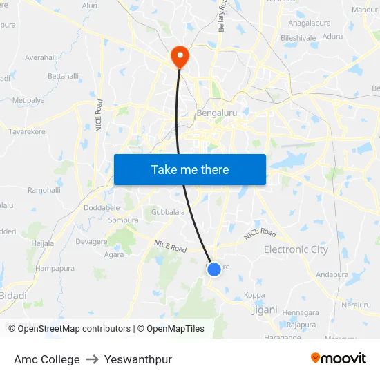 Amc College to Yeswanthpur map
