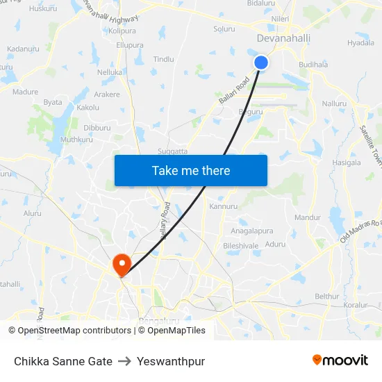 Chikka Sanne Gate to Yeswanthpur map
