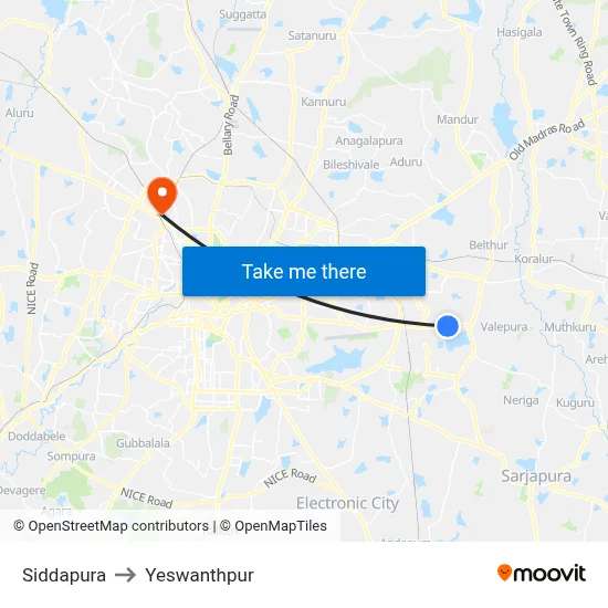 Siddapura to Yeswanthpur map