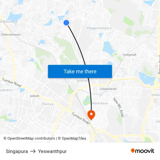 Singapura to Yeswanthpur map