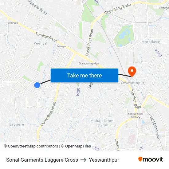 Sonal Garments Laggere Cross to Yeswanthpur map