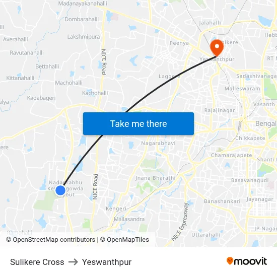 Sulikere Cross to Yeswanthpur map