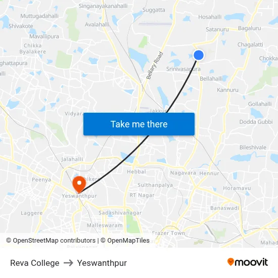 Reva College to Yeswanthpur map