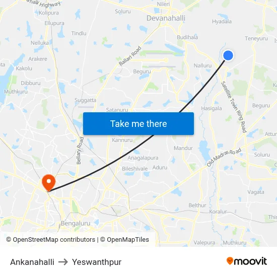 Ankanahalli to Yeswanthpur map