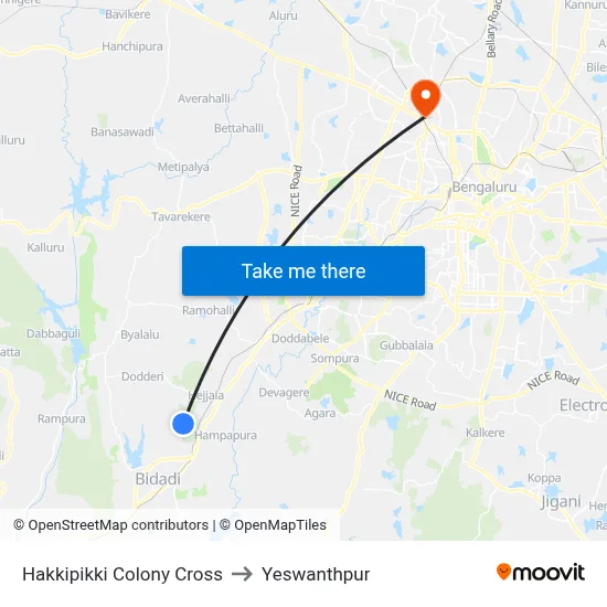 Hakkipikki Colony Cross to Yeswanthpur map