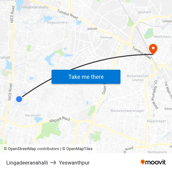 Lingadeeranahalli to Yeswanthpur map