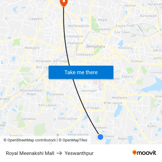 Royal Meenakshi Mall to Yeswanthpur map