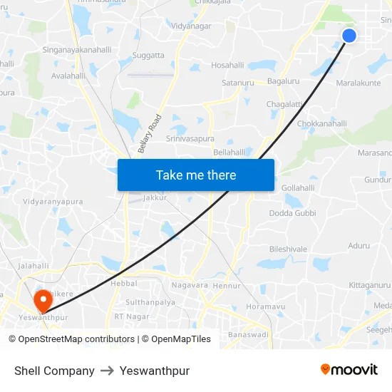 Shell Company to Yeswanthpur map