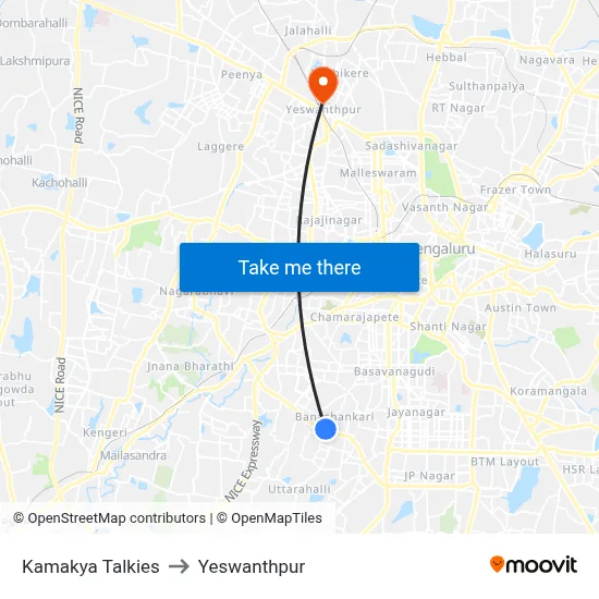 Kamakya Talkies to Yeswanthpur map