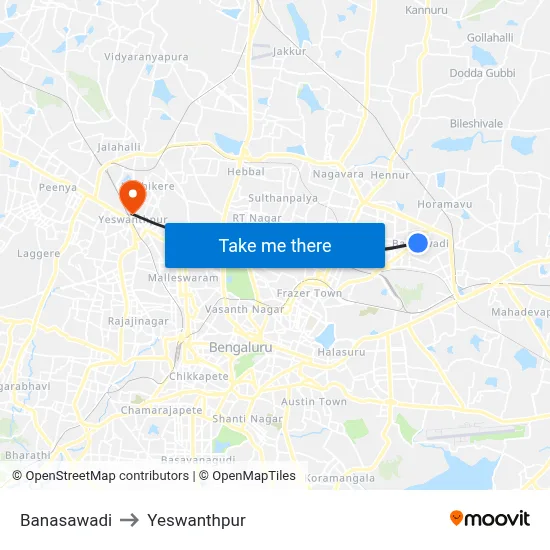 Banasawadi to Yeswanthpur map