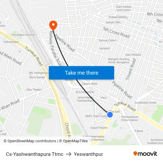 Cs-Yashwanthapura Ttmc to Yeswanthpur map