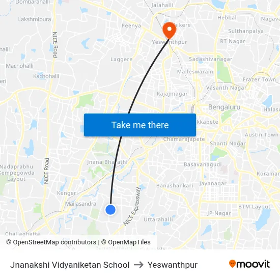 Jnanakshi Vidyaniketan School to Yeswanthpur map
