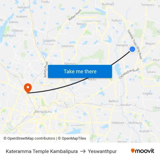 Kateramma Temple Kambalipura to Yeswanthpur map