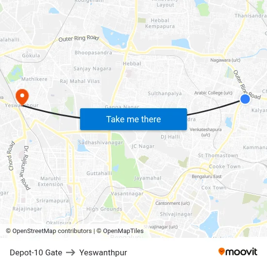 Depot-10 Gate to Yeswanthpur map