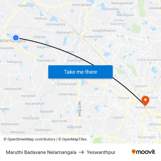 Maruthi Badavane Nelamangala to Yeswanthpur map