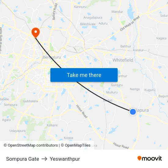 Sompura Gate to Yeswanthpur map