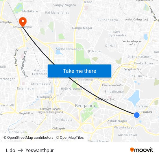 Lido to Yeswanthpur map