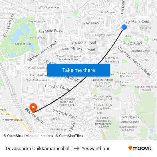 Devasandra Chikkamaranahalli to Yeswanthpur map