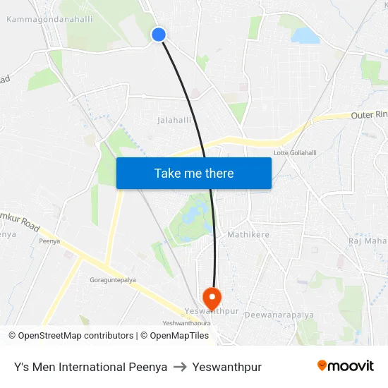 Y's Men International Peenya to Yeswanthpur map