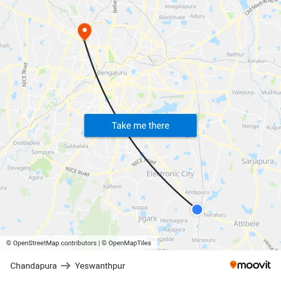 Chandapura to Yeswanthpur map