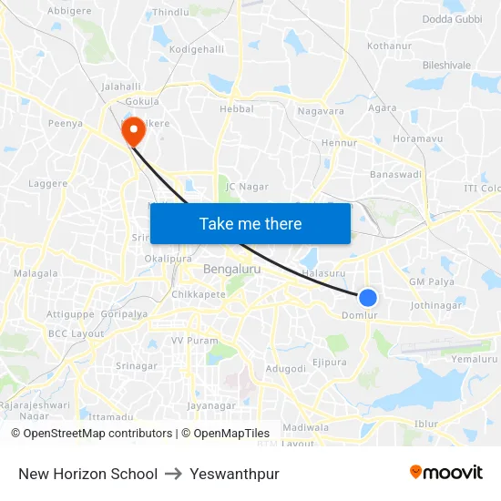 New Horizon School to Yeswanthpur map
