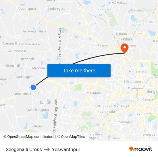 Seegehalli Cross to Yeswanthpur map