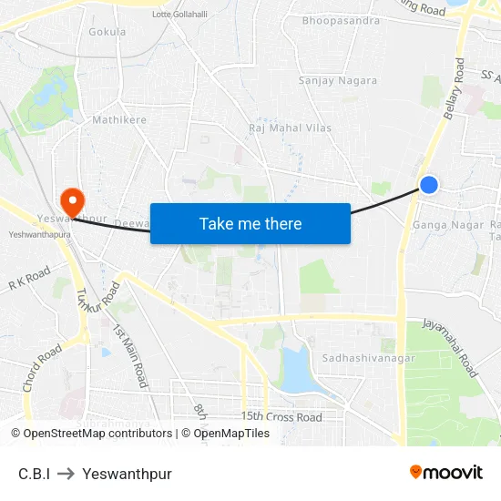 C.B.I to Yeswanthpur map