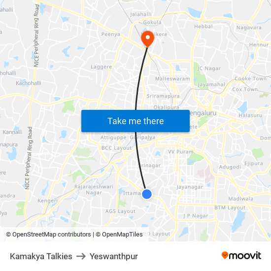 Kamakya Talkies to Yeswanthpur map