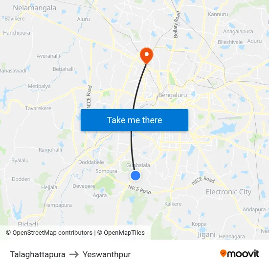 Talaghattapura to Yeswanthpur map