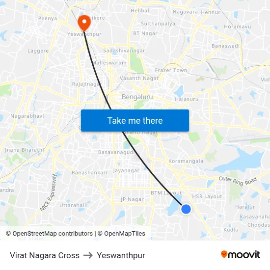 Virat Nagara Cross to Yeswanthpur map