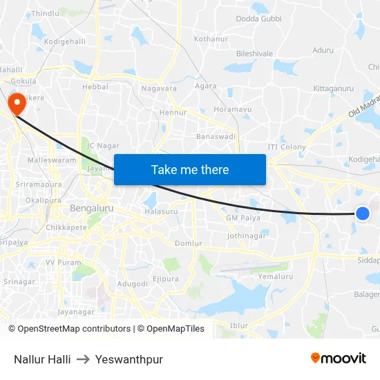 Nallur Halli to Yeswanthpur map