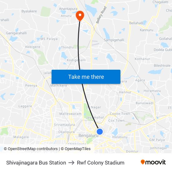 Shivajinagara Bus Station to Rwf Colony Stadium map