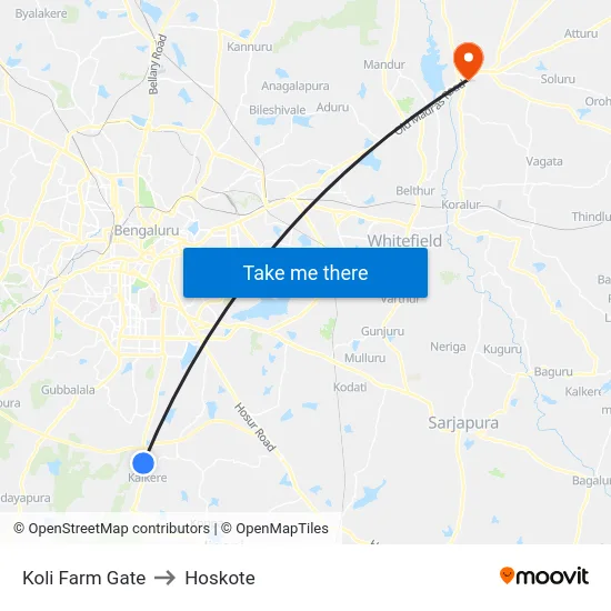 Koli Farm Gate to Hoskote map