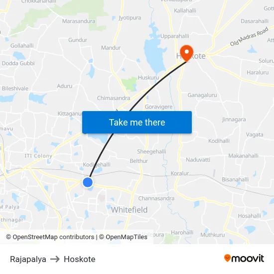 Rajapalya to Hoskote map