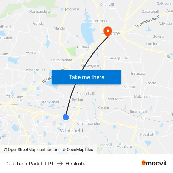 G.R Tech Park I.T.P.L to Hoskote map