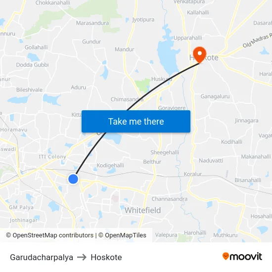 Garudacharpalya to Hoskote map