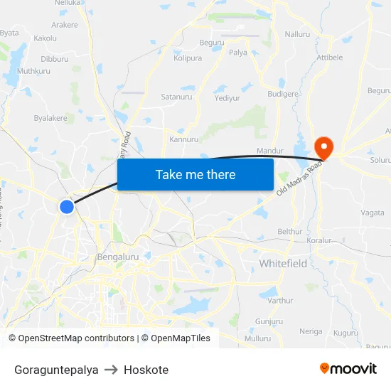 Goraguntepalya to Hoskote map