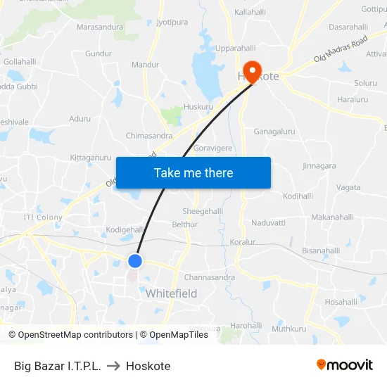 Big Bazar I.T.P.L. to Hoskote map