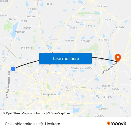 Chikkabidarakallu to Hoskote map