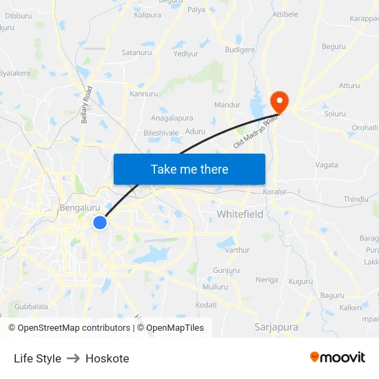 Life Style to Hoskote map