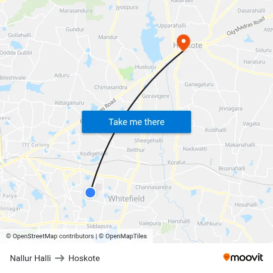 Nallur Halli to Hoskote map