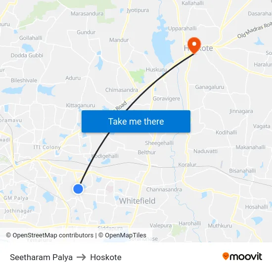 Seetharam Palya to Hoskote map