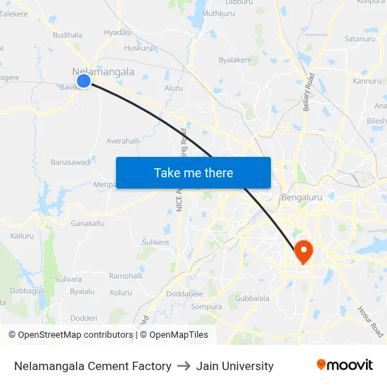 Nelamangala Cement Factory to Jain University map