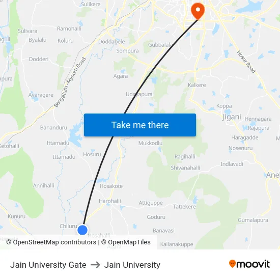 Jain University Gate to Jain University map