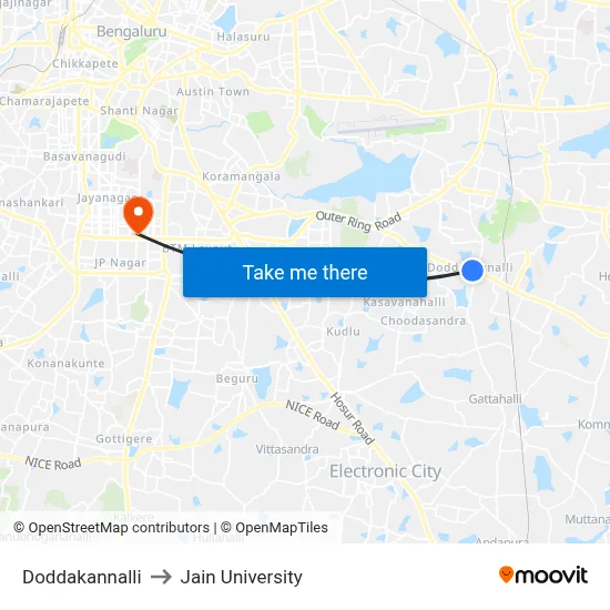 Doddakannalli to Jain University map