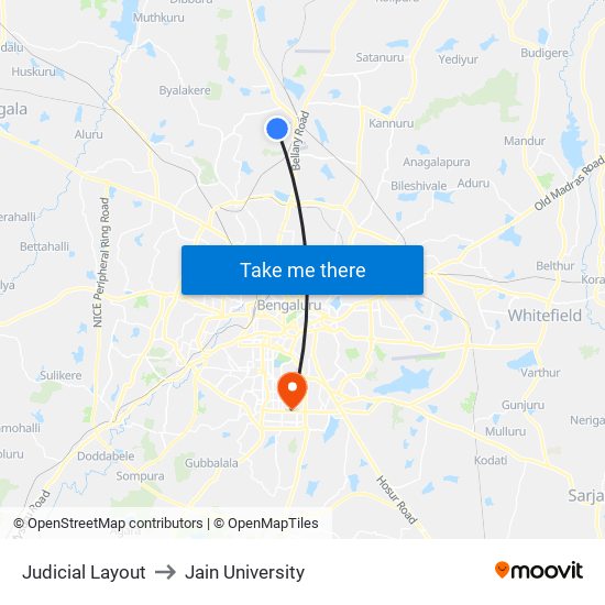 Judicial Layout to Jain University map