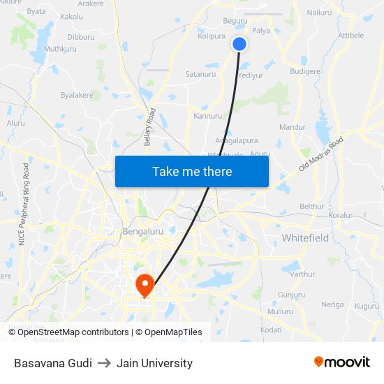 Basavana Gudi to Jain University map