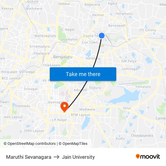 Maruthi Sevanagara to Jain University map